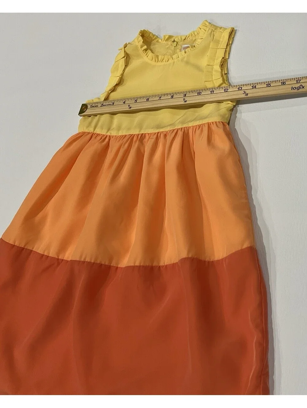 Gymboree Sunny Citrus Orange Yellow Color Block Tiered Lined Dress Size 7